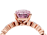 Rose gold Fancy Pink Radiant  Solitaire Bezel Accent Diamond Engagement Ring with Beaded Band and Four-Prong Setting_28