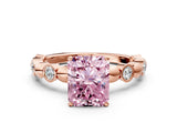 Rose gold Fancy Pink Radiant  Solitaire Bezel-Set Diamond Ring with Beaded Band and Four-Prong Setting_51