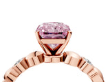 Rose gold Fancy Pink Radiant  Solitaire Bezel-Set Diamond Ring with Beaded Band and Four-Prong Setting_55