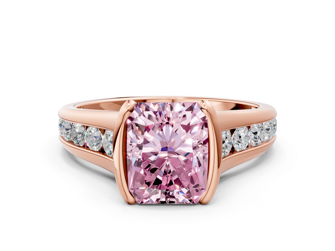 Rose gold Fancy Pink Radiant  Solitaire Bezel-Set Diamond Ring with Channel-Set Band_37
