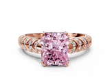Rose gold Fancy Pink Radiant  Solitaire Chevron Pave Diamond Engagement Ring with Six-Prong Setting_3