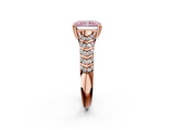 Rose gold Fancy Pink Radiant  Solitaire Chevron Pave Diamond Engagement Ring with Six-Prong Setting_5