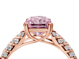 Rose gold Fancy Pink Radiant  Solitaire Chevron Pave Diamond Engagement Ring with Six-Prong Setting_7