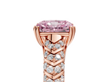 Rose gold Fancy Pink Radiant  Solitaire Chevron Pave Diamond Engagement Ring with Six-Prong Setting_8