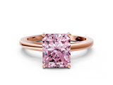 Rose gold Fancy Pink Radiant  Solitaire Diamond Engagement Ring with Four-Prong Setting on a Classic Band_3