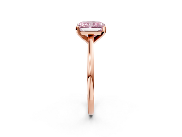 Rose gold Fancy Pink Radiant  Solitaire Diamond Engagement Ring with Four-Prong Setting on a Classic Band
