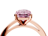 Rose gold Fancy Pink Radiant  Solitaire Diamond Engagement Ring with Four-Prong Setting on a Classic Band_7