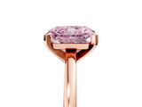 Rose gold Fancy Pink Radiant  Solitaire Diamond Engagement Ring with Four-Prong Setting on a Classic Band_8