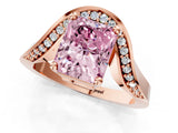 Rose gold Fancy Pink Radiant  Solitaire Diamond Engagement Ring with Pave Band and Four-Prong Setting 1