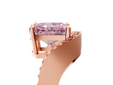 Rose gold Fancy Pink Radiant  Solitaire Diamond Engagement Ring with Pave Band and Four-Prong Setting 5