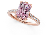 Rose gold Fancy Pink Radiant  Solitaire Diamond Engagement Ring with Pave Band and Six-Prong Setting_21
