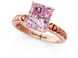 Rose gold Fancy Pink Radiant  Solitaire Diamond Engagement Ring with XO Engraved Band and Four-Prong Setting 1