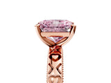 Rose gold Fancy Pink Radiant  Solitaire Diamond Engagement Ring with XO Engraved Band and Four-Prong Setting 5
