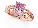 Rose gold Fancy Pink Radiant  Solitaire Diamond Leaf Vine Band with Prong Setting_43
