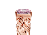 Rose gold Fancy Pink Radiant  Solitaire Diamond Leaf Vine Band with Prong Setting_47