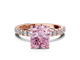 Rose gold Fancy Pink Radiant  Solitaire Diamond Pavé Band with Four-Prong Setting_28