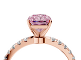 Rose gold Fancy Pink Radiant  Solitaire Diamond Pavé Band with Four-Prong Setting_32