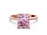 Rose gold Fancy Pink Radiant  Solitaire Diamond Ring with 4-Prong Setting on a Classic Band_3