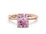 Rose gold Fancy Pink Radiant  Solitaire Diamond Ring with Bamboo Band and Four-Prong Setting_65