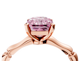 Rose gold Fancy Pink Radiant  Solitaire Diamond Ring with Bamboo Band and Four-Prong Setting_69