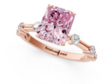 Rose gold Fancy Pink Radiant  Solitaire Diamond Ring with Bezel Set Side Stones and Prong Setting_4