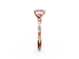 Rose gold Fancy Pink Radiant  Solitaire Diamond Ring with Bezel Set Side Stones and Prong Setting_5