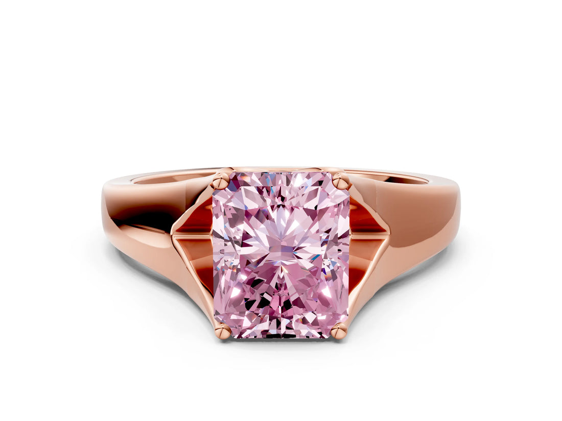 Rose gold Fancy Pink Radiant  Solitaire Diamond Ring with Cathedral Band and Four-Prong Setting_66