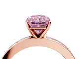 Rose gold Fancy Pink Radiant  Solitaire Diamond Ring with Channel-Set Baguette Band and Four-Prong Setting_89
