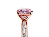 Rose gold Fancy Pink Radiant  Solitaire Diamond Ring with Channel-Set Baguette Band and Four-Prong Setting_90