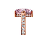 Rose gold Fancy Pink Radiant  Solitaire Diamond Ring with Channel Set Band and Bezel Prong Setting_61