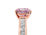 Rose gold Fancy Pink Radiant  Solitaire Diamond Ring with Channel-Set Band and Four-Prong Setting_8