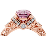 Rose gold Fancy Pink Radiant  Solitaire Diamond Ring with Filigree Band and Four-Prong Setting_32