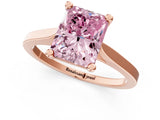Rose gold Fancy Pink Radiant  Solitaire Diamond Ring with Four-Prong Setting and Tapered Band 1