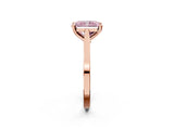 Rose gold Fancy Pink Radiant  Solitaire Diamond Ring with Four-Prong Setting and Tapered Band 2