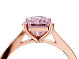 Rose gold Fancy Pink Radiant  Solitaire Diamond Ring with Four-Prong Setting and Tapered Band 4