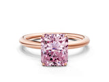 Rose gold Fancy Pink Radiant  Solitaire Diamond Ring with Four-Prong Setting on a Plain Band_20