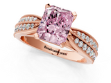 Rose gold Fancy Pink Radiant  Solitaire Diamond Ring with Milgrain Pavé Band and Four-Prong Setting_21