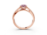 Rose gold Fancy Pink Radiant  Solitaire Diamond Ring with Milgrain Pavé Band and Four-Prong Setting_23