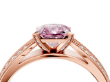 Rose gold Fancy Pink Radiant  Solitaire Diamond Ring with Milgrain Pavé Band and Four-Prong Setting_24