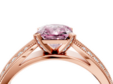 Rose gold Fancy Pink Radiant  Solitaire Diamond Ring with Milgrain Pavé Band and Four-Prong Setting_30