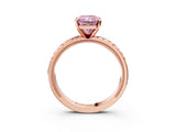 Rose gold Fancy Pink Radiant  Solitaire Diamond Ring with Milgrain and Black Enamel X Pattern Band_187