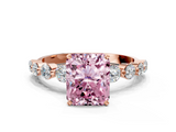 Rose gold Fancy Pink Radiant  Solitaire Diamond Ring with Pave Band and Four-Prong Setting_261