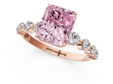 Rose gold Fancy Pink Radiant  Solitaire Diamond Ring with Pave Band and Four-Prong Setting_262