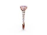 Rose gold Fancy Pink Radiant  Solitaire Diamond Ring with Pave Band and Four-Prong Setting_263