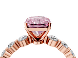 Rose gold Fancy Pink Radiant  Solitaire Diamond Ring with Pave Band and Four-Prong Setting_265