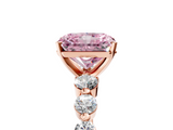 Rose gold Fancy Pink Radiant  Solitaire Diamond Ring with Pave Band and Four-Prong Setting_266