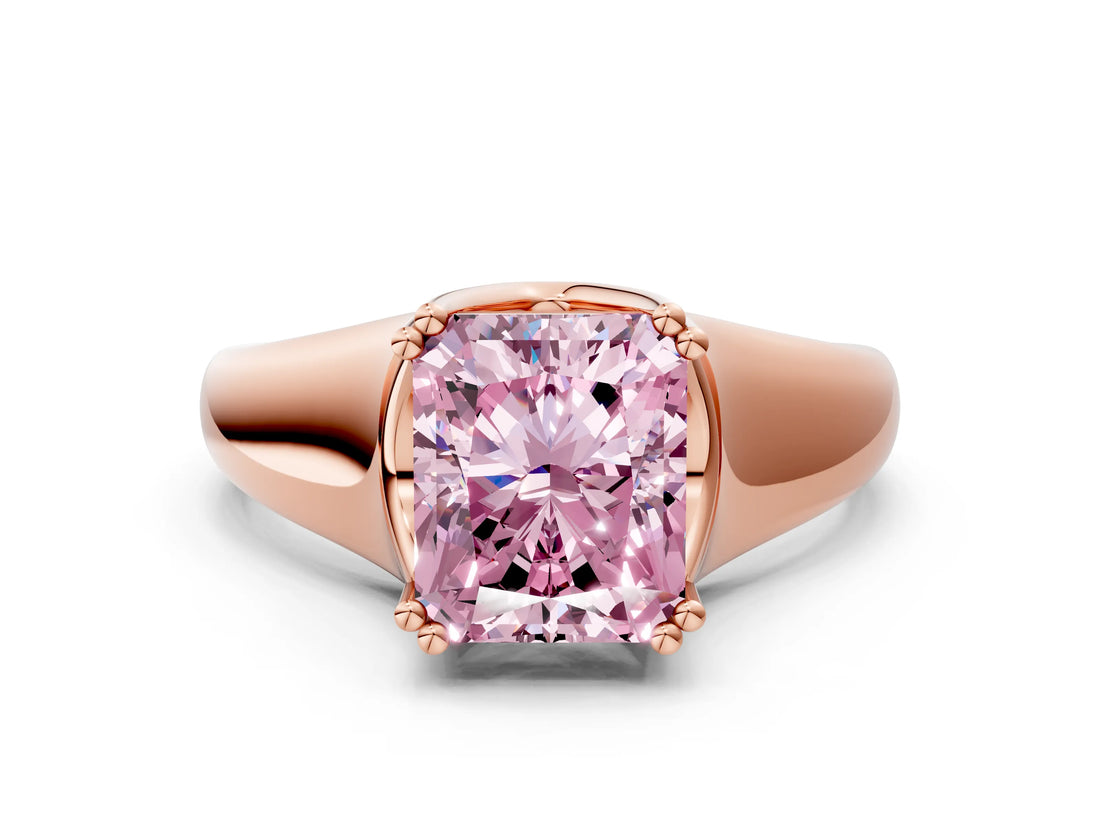 Rose gold Fancy Pink Radiant  Solitaire Diamond Ring with Six-Prong Cathedral Setting_32