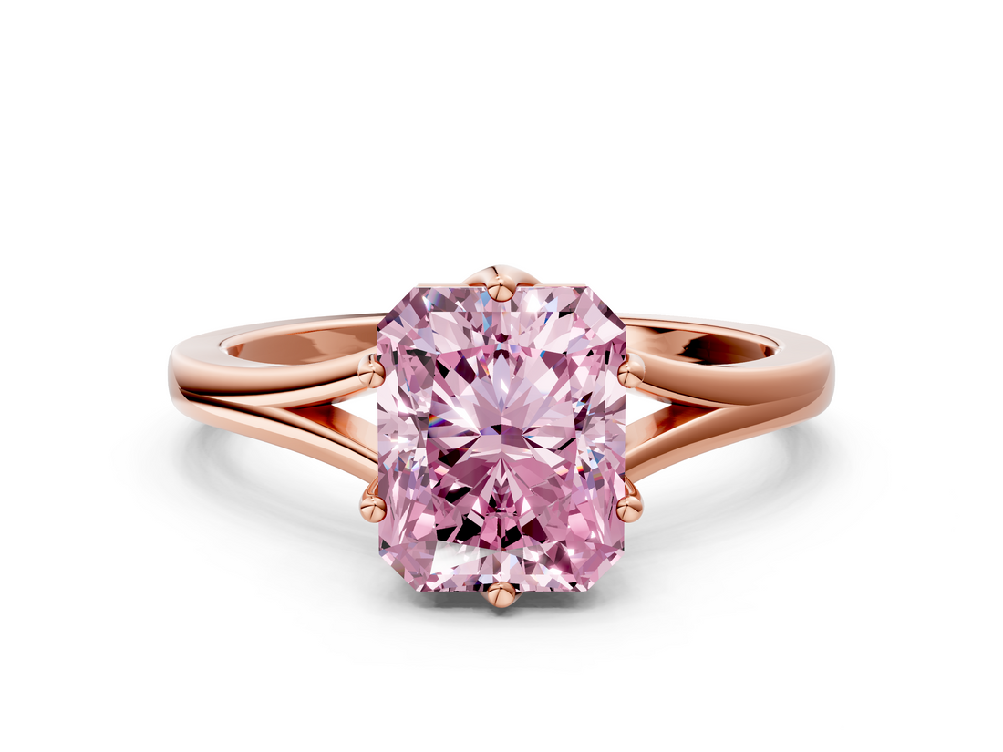 Rose gold Fancy Pink Radiant  Solitaire Diamond Ring with Six-Prong Setting and Tapered Band_17