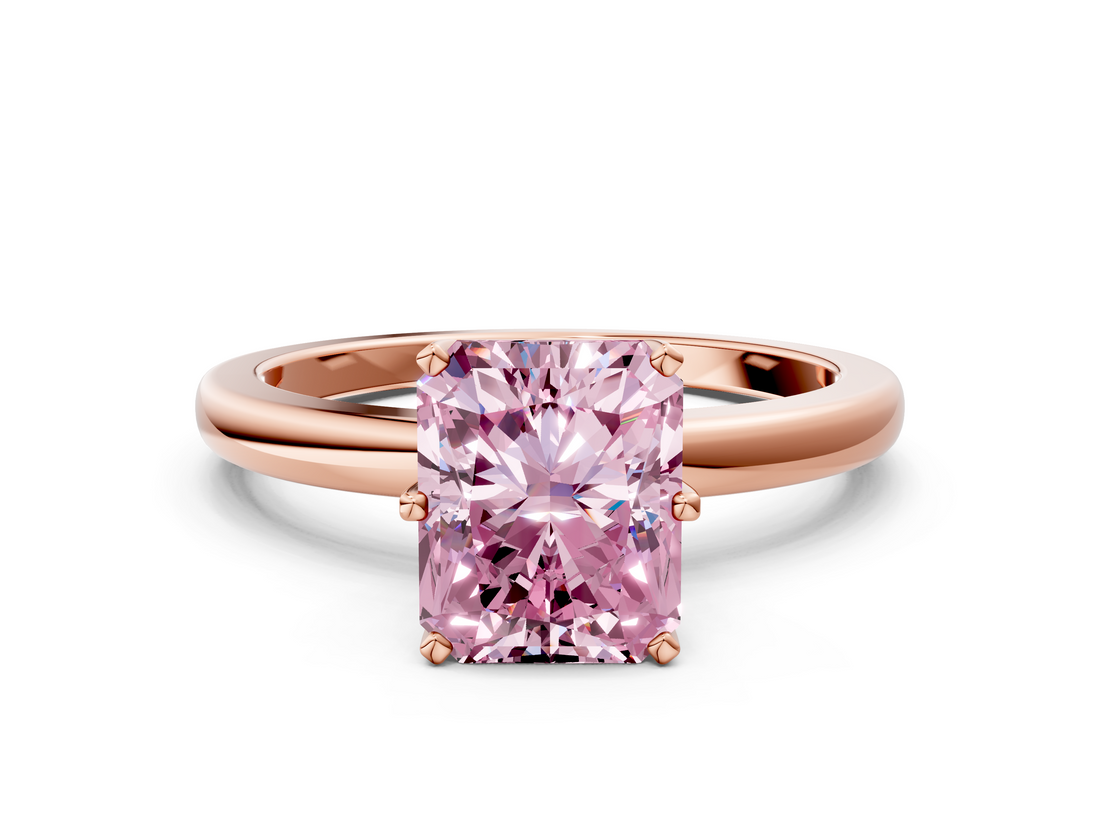 Rose gold Fancy Pink Radiant  Solitaire Diamond Ring with Six-Prong Setting on a Classic Band_3