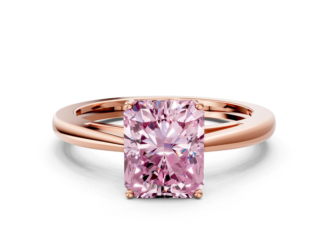 Rose gold Fancy Pink Radiant  Solitaire Diamond Ring with Split Shank and Four-Prong Setting_12